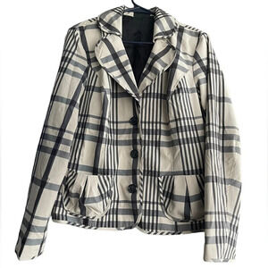 ORLY Front Buttons Like Burberry Pattern Style Blazer Size Large